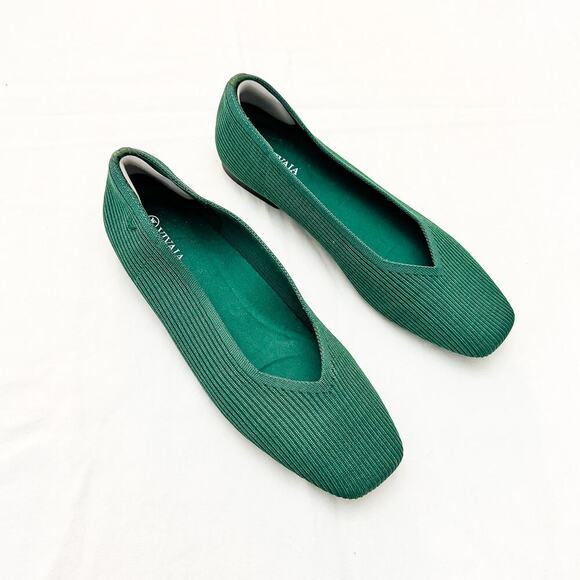 Vivaia Margot Green Square Toe Flat Shoes Textile Size 41.5 / US 10 - Picture 5 of 5
